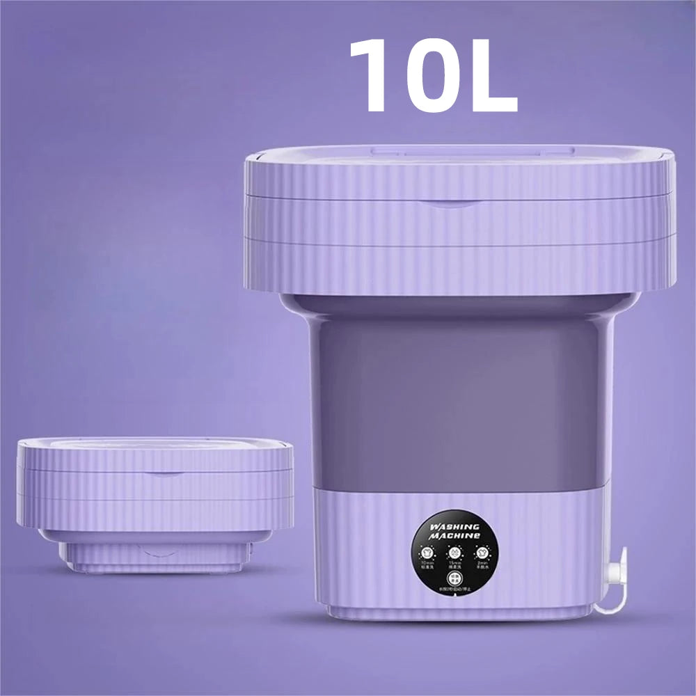 10L Ultrasonic Portable Super Big Capacity Washer With Drain Basket For Underwear Socks Clothes Folding Washing Machine 220V