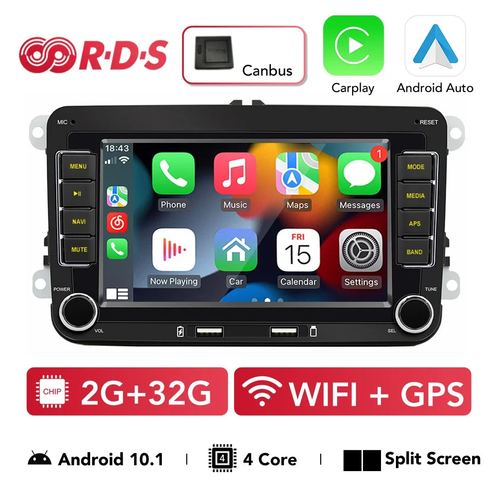 7inch Car Radio Multimedia MP5 Player With WiFi GPS CarPlay Android Auto For VW POLO GOLF 5 6 Plus PASSAT B6 JETTA TIGUAN TOURAN