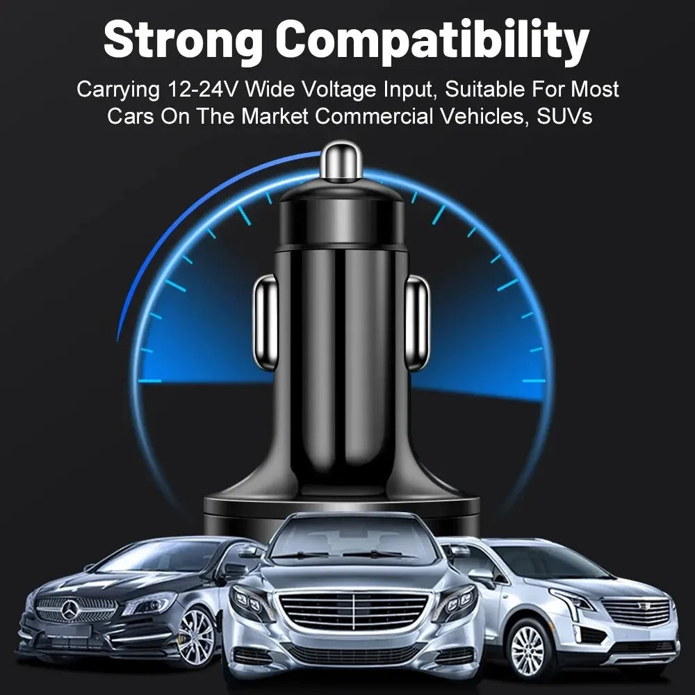 250W PD Car Charger QC3.0 Fast Charge two to Six Port Car Cigarette Lighter Plug Car Charger Flash Charge with Digital Display