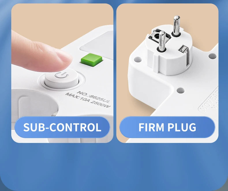 EU Plug Outlet 5 Sockets Electrical Socket No Extension Cord With or without it USB Type-C Ports Two specifications