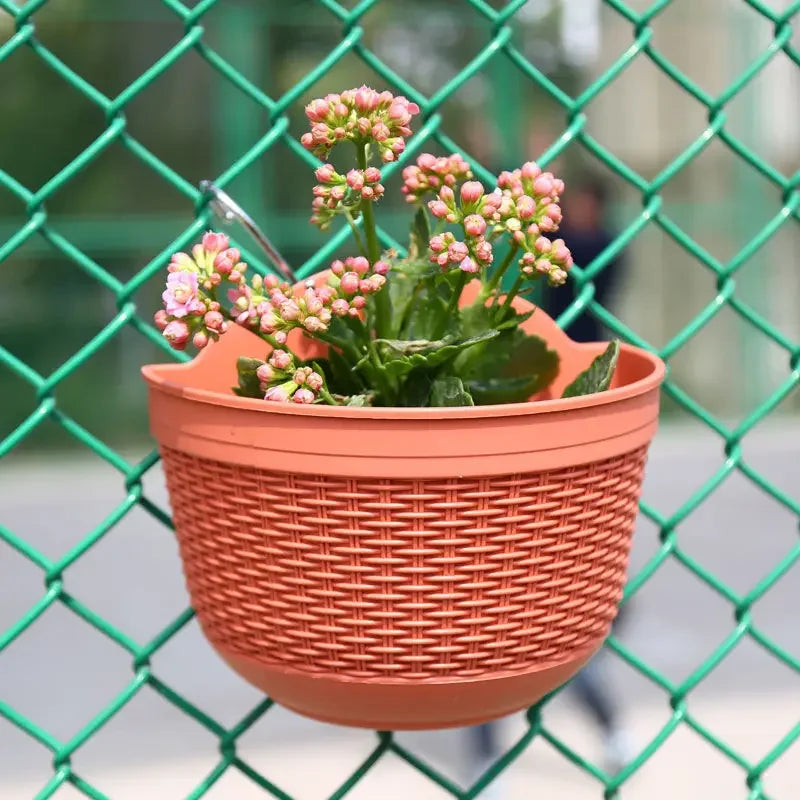 Imitation Rattan Woven Creative Flower Pot Garden Flower Pot Flower Pot Wall Hanging Plant Planting Pot Basket Courtyard Balcony