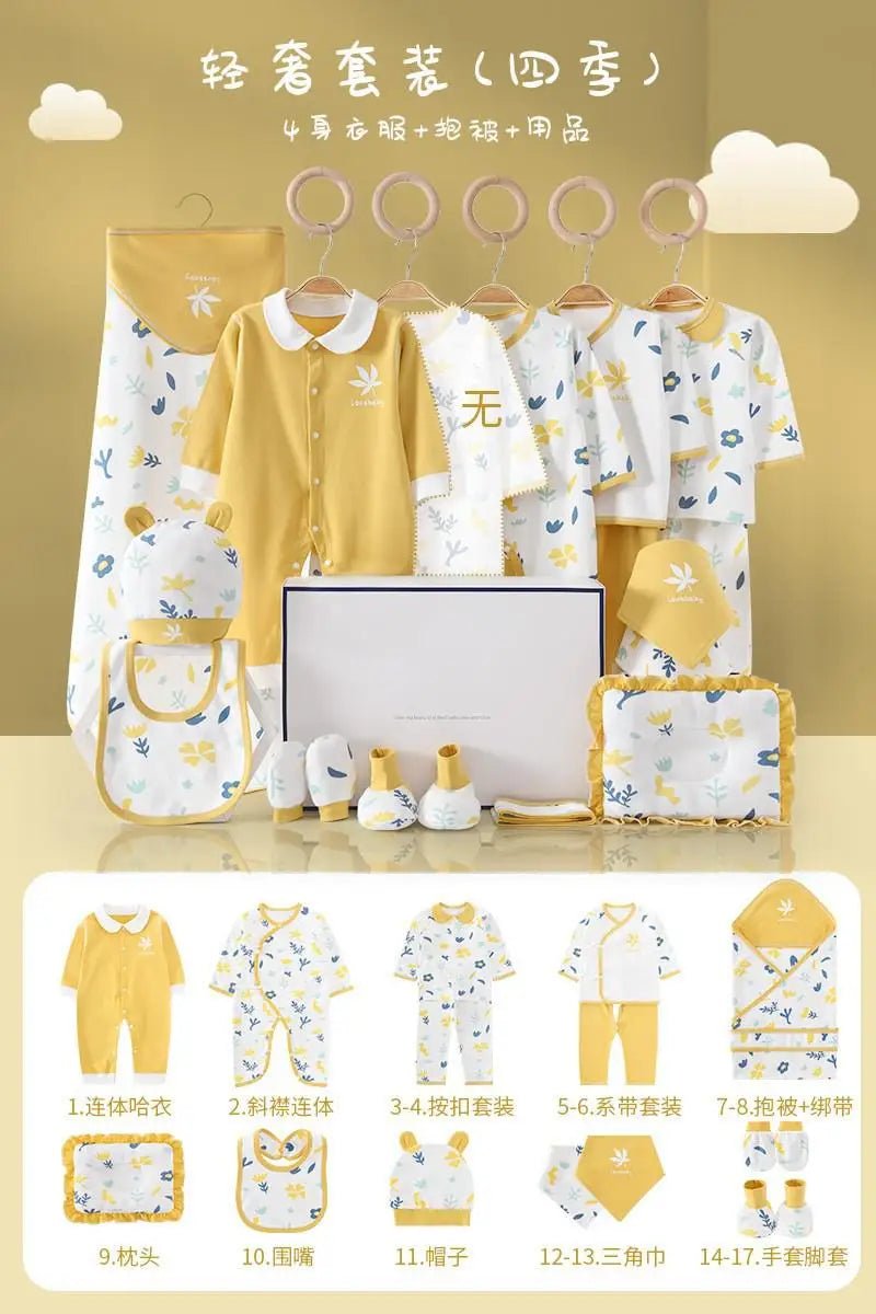 Pure Cotton Newborn Clothes Baby Gift Cotton Baby Set 0-12 Months Spring Winter Kids Clothes Suit Baby Girl Unisex Set No Box