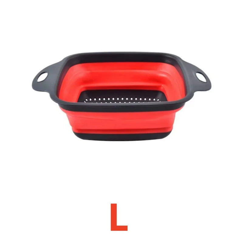 Silicone Folding Drainer Basket Fruit Vegetable Foldable Colander Kitchen Strainer For Food Pasta Kitchenware Drain Device