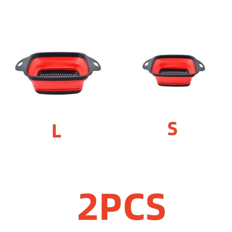 Silicone Folding Drainer Basket Fruit Vegetable Foldable Colander Kitchen Strainer For Food Pasta Kitchenware Drain Device