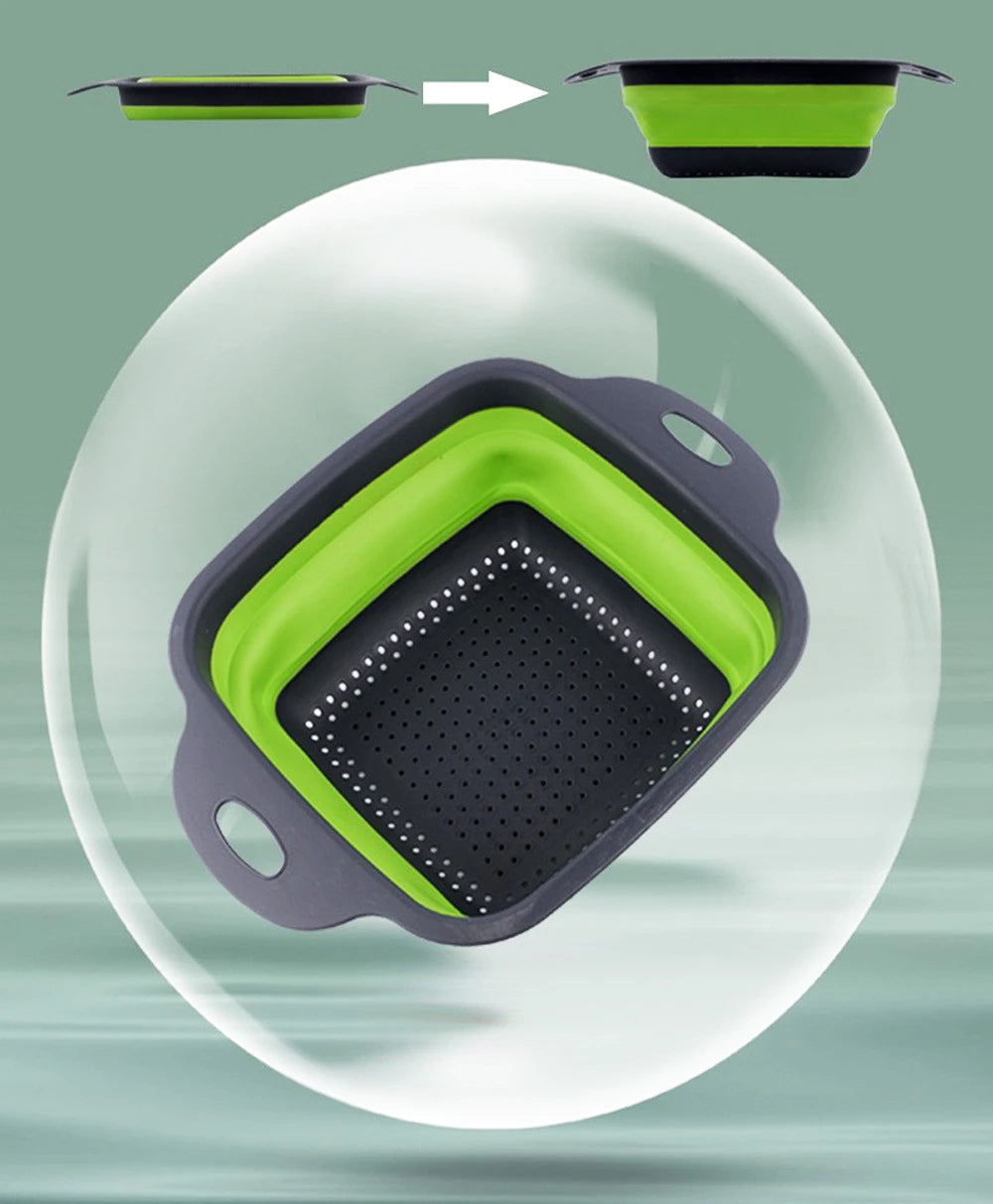 Silicone Folding Drainer Basket Fruit Vegetable Foldable Colander Kitchen Strainer For Food Pasta Kitchenware Drain Device