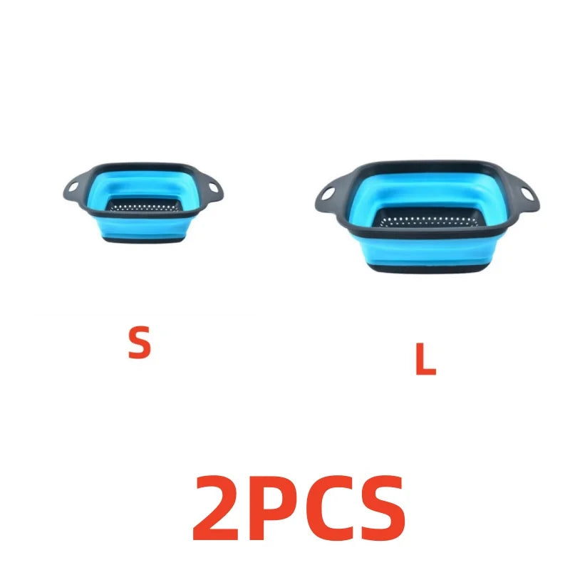 Silicone Folding Drainer Basket Fruit Vegetable Foldable Colander Kitchen Strainer For Food Pasta Kitchenware Drain Device