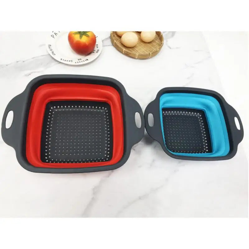 Silicone Folding Drainer Basket Fruit Vegetable Foldable Colander Kitchen Strainer For Food Pasta Kitchenware Drain Device