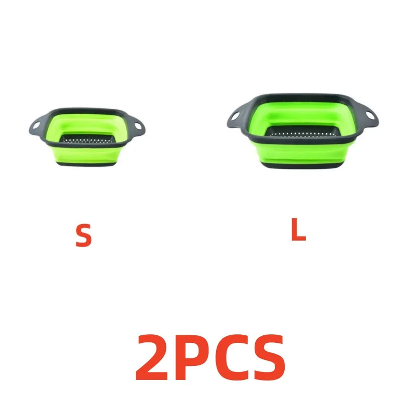 Silicone Folding Drainer Basket Fruit Vegetable Foldable Colander Kitchen Strainer For Food Pasta Kitchenware Drain Device