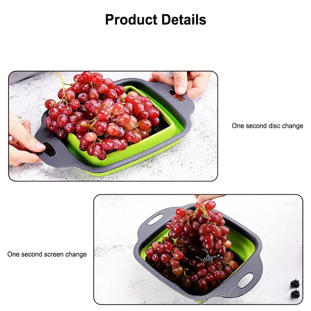 Silicone Folding Drainer Basket Fruit Vegetable Foldable Colander Kitchen Strainer For Food Pasta Kitchenware Drain Device